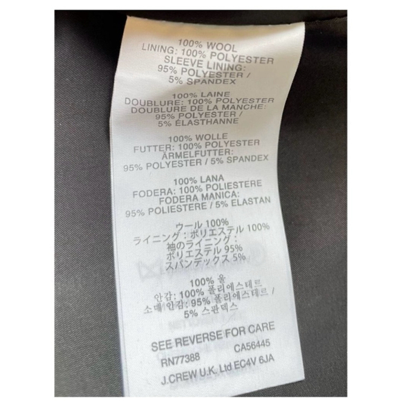 J.Crew Wool Sidney In Pinstripes Super 120’s Charcoal Blazer, Size 2 - Picture 4 of 4